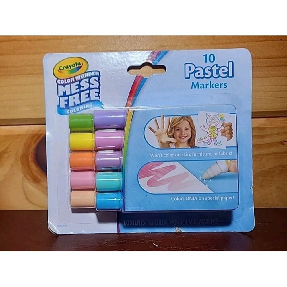Crayola Color Wonder Mess Free Coloring 10 Count Pastel Mini Markers NEW